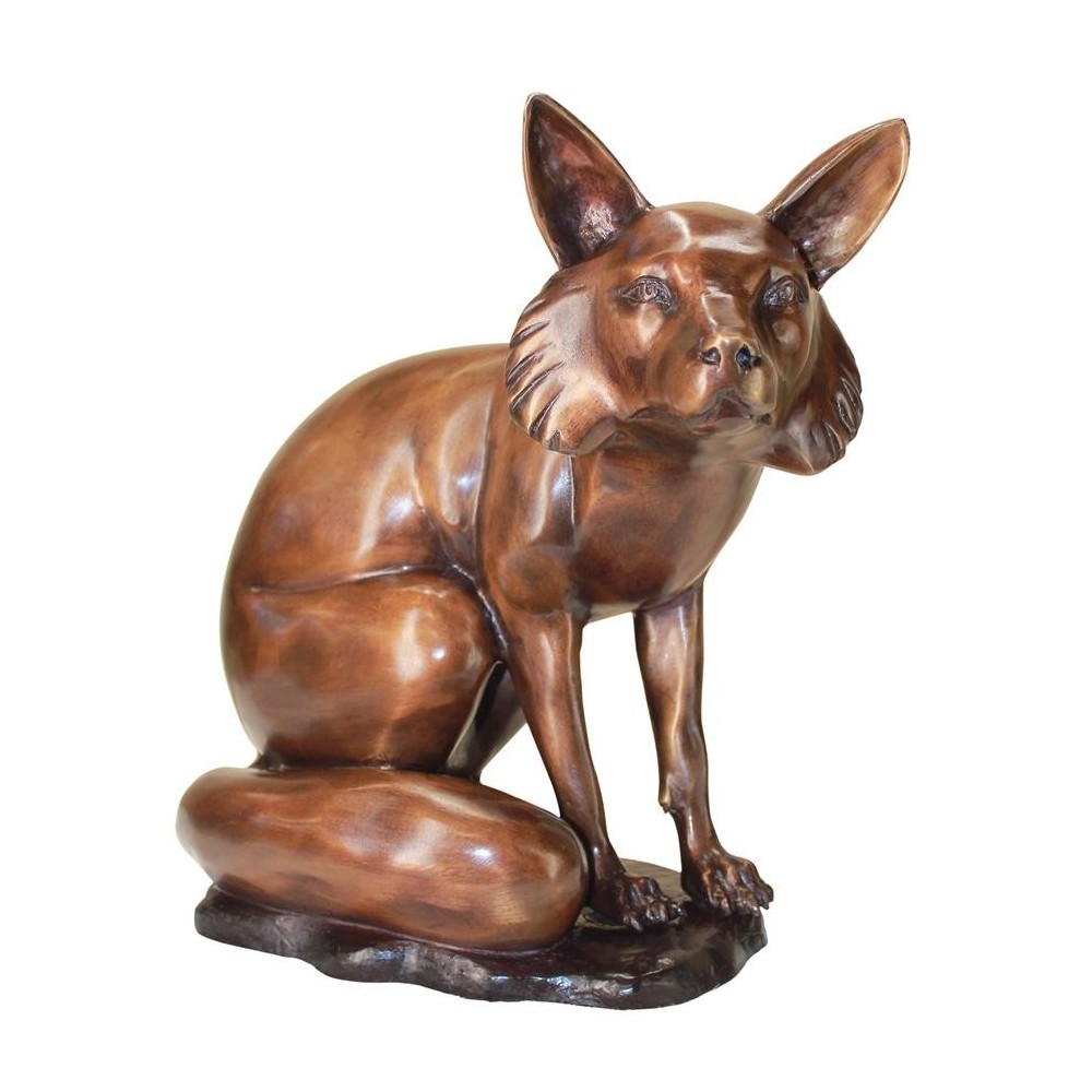 Design Toscano The Observant Sitting Fox Bronze Statue