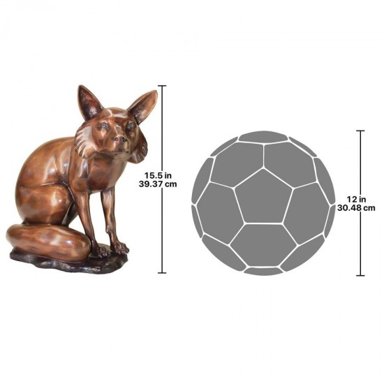 Design Toscano The Observant Sitting Fox Bronze Statue