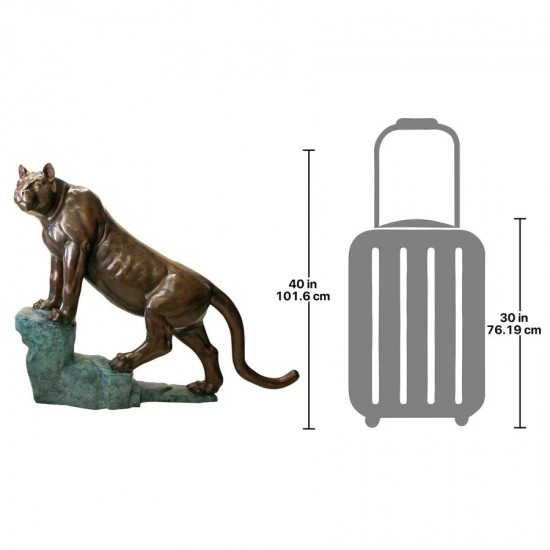 Design Toscano Cougar On A Rock Bronze Statue