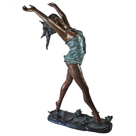 Design Toscano Nymph Dancing On Lilies Bronze Statue