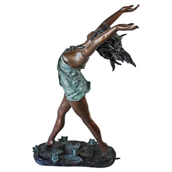 Design Toscano Nymph Dancing On Lilies Bronze Statue