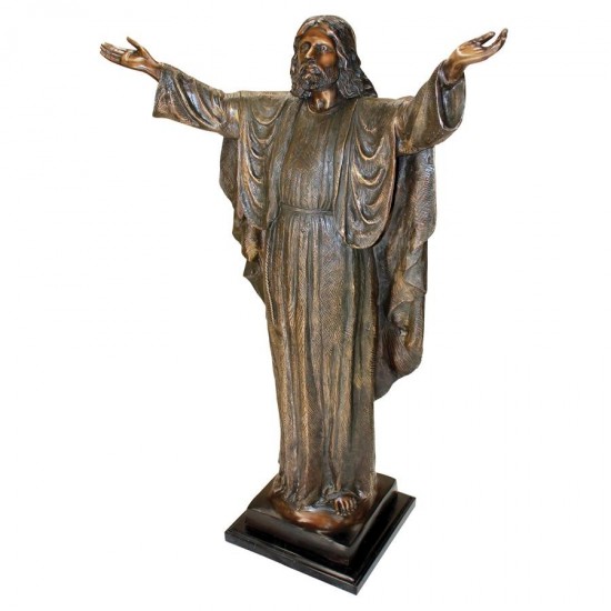 Design Toscano Jesus Christ Arms Raised Bronze Statue