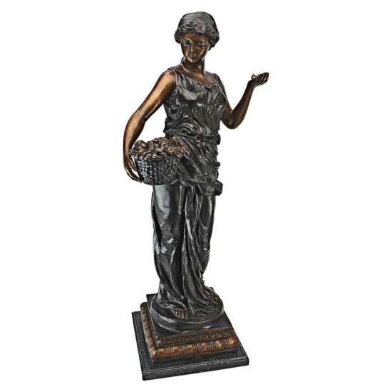 Design Toscano Maiden With Flower Basket Bronze Statue