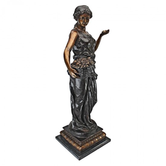 Design Toscano Maiden With Flower Basket Bronze Statue