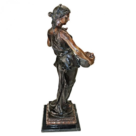 Design Toscano Maiden With Flower Basket Bronze Statue