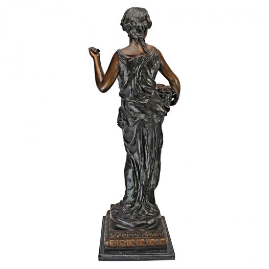 Design Toscano Maiden With Flower Basket Bronze Statue