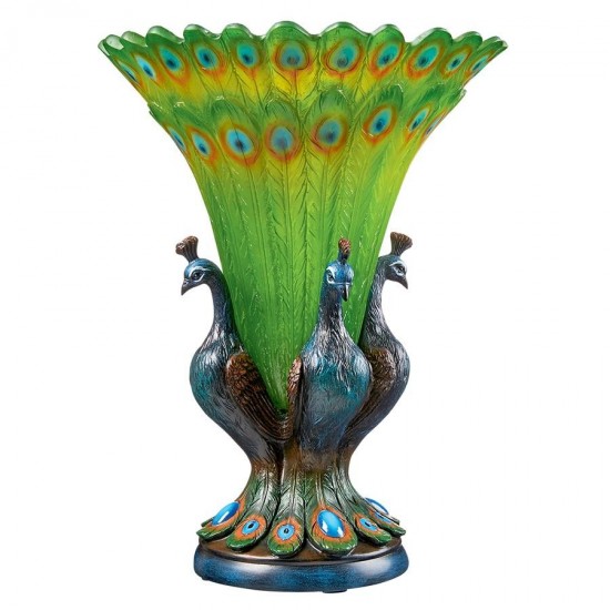Design Toscano Grand Plumage Peacock Sculptural Vase