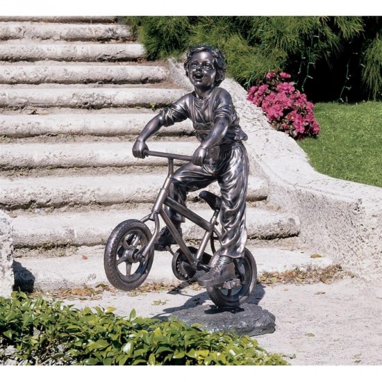 Design Toscano Out For A Ride Boy On Bike Statue