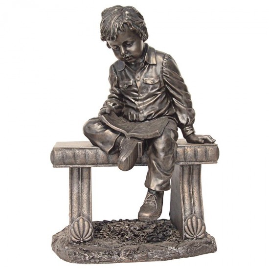 Design Toscano Bobby And His Book On Bench Statue