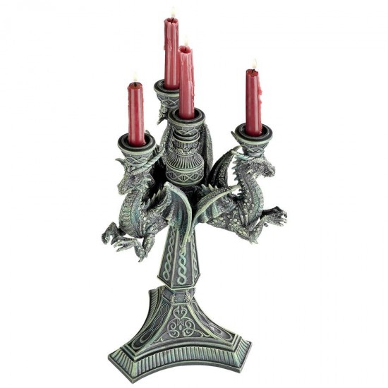 Design Toscano Knight Templar Dragons Candle Holder