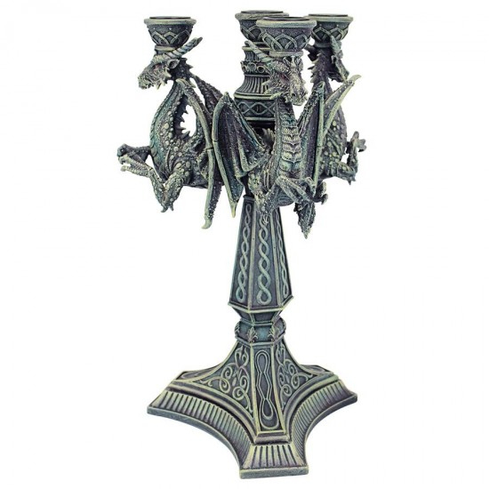 Design Toscano Knight Templar Dragons Candle Holder