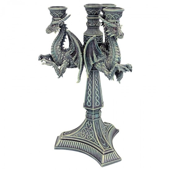 Design Toscano Knight Templar Dragons Candle Holder