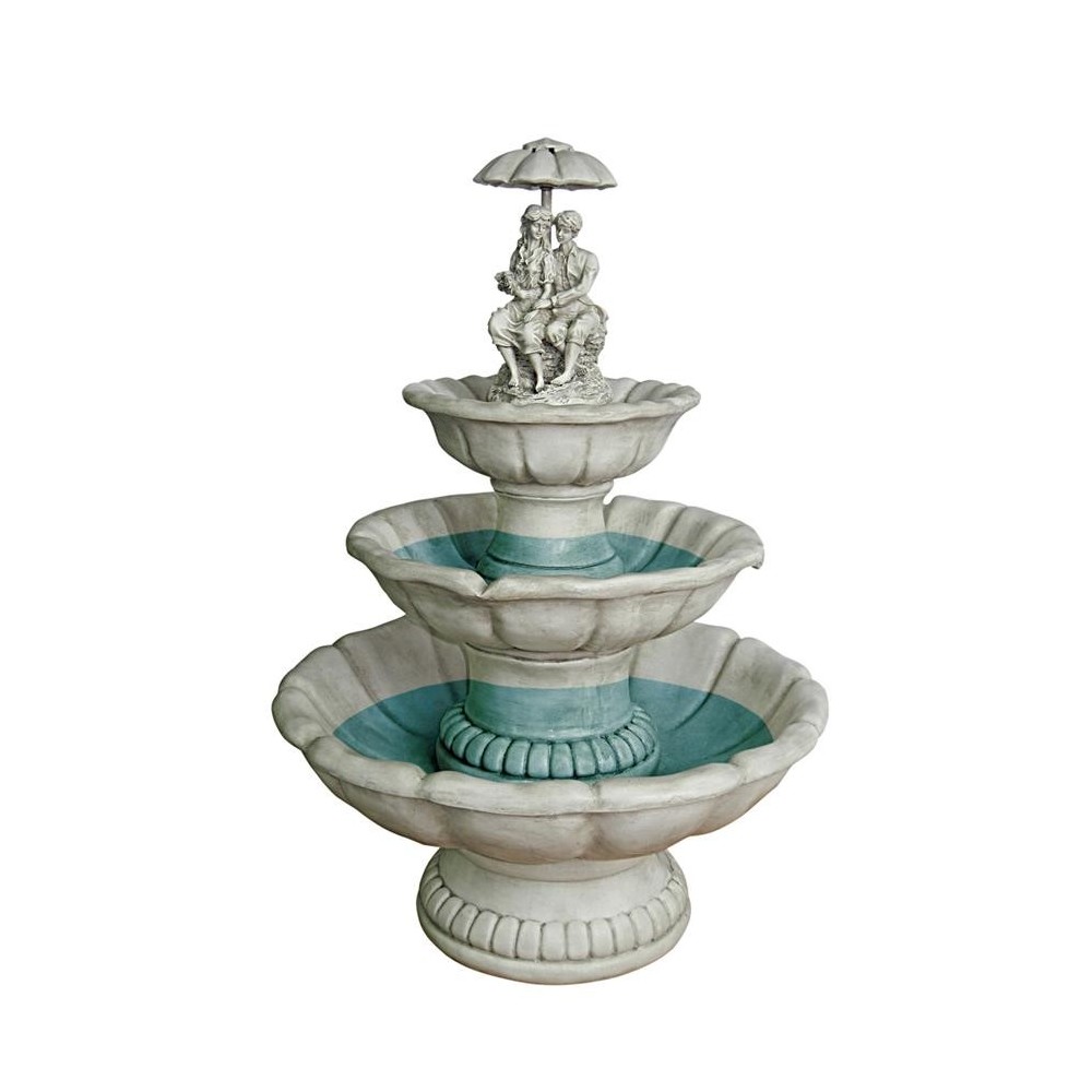 Design Toscano Lovers Under Umbrella 4 Tier Fountain