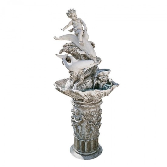 Design Toscano Young Poseidon W/ Dolphins Fountain