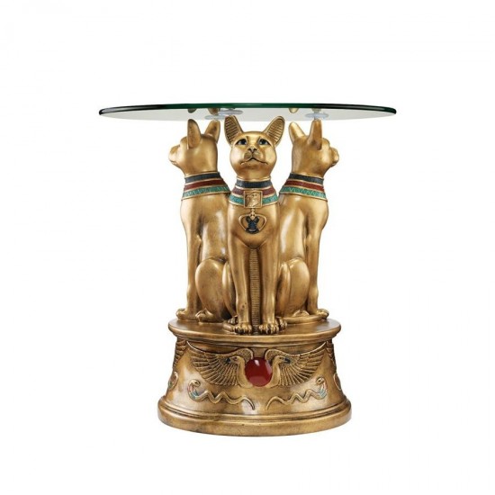 Design Toscano Royal Golden Bastet Side Table