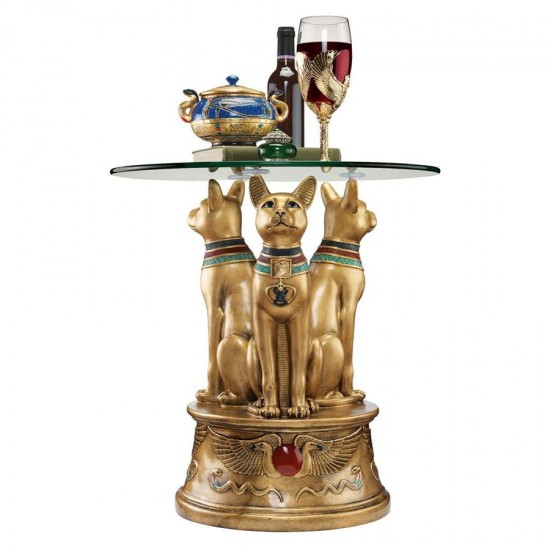 Design Toscano Royal Golden Bastet Side Table