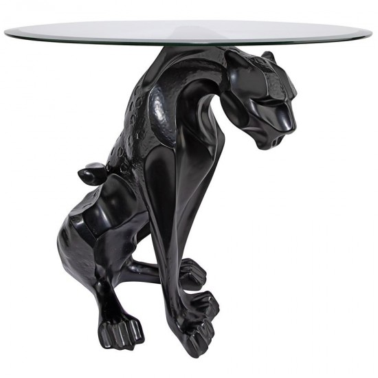 Design Toscano Black Jaguar Glass Top Table