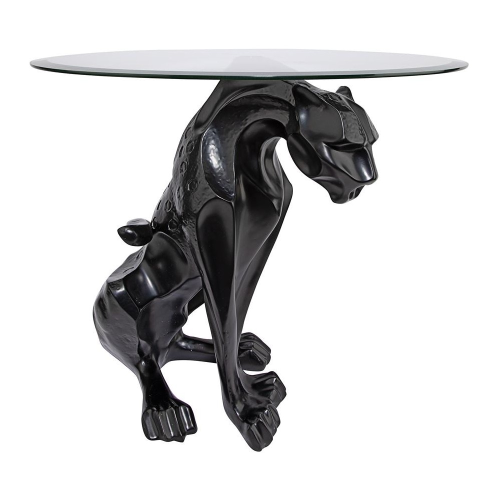 Design Toscano Black Jaguar Glass Top Table