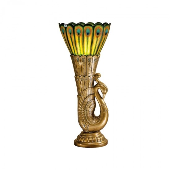 Design Toscano Art Deco Peacock Torchiere Lamp
