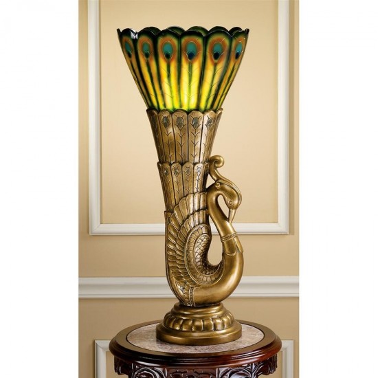 Design Toscano Art Deco Peacock Torchiere Lamp