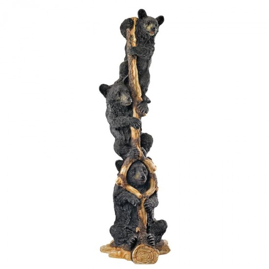 Design Toscano Black Bear Cubs Up A Tree Statue