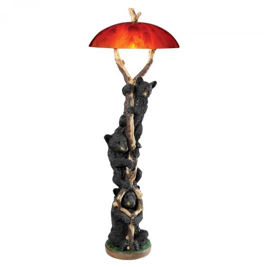 Design Toscano Setting Sun Black Bear Floor Lamp