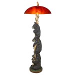 Design Toscano Setting Sun Black Bear Floor Lamp