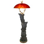 Design Toscano Setting Sun Black Bear Floor Lamp