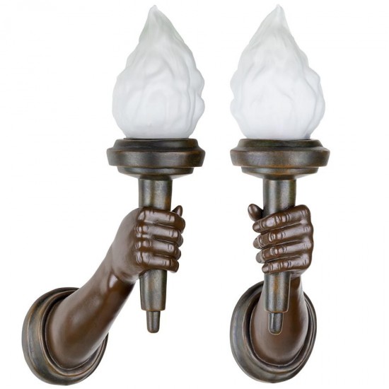 Design Toscano Set Of 2 Neoclassical Arm Torch Sconces