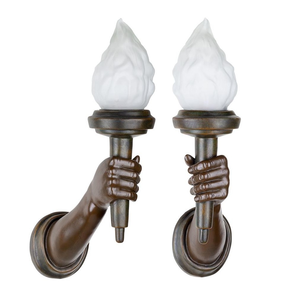 Design Toscano Set Of 2 Neoclassical Arm Torch Sconces