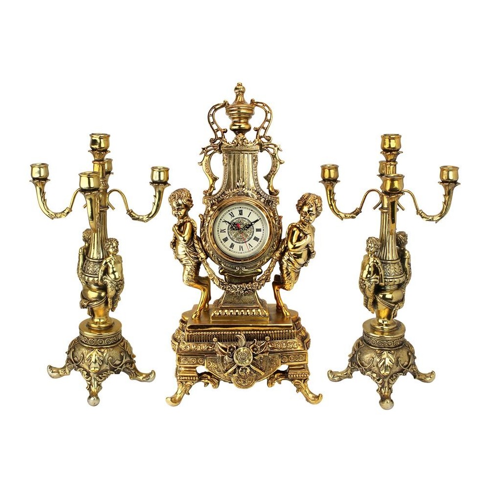 Design Toscano Chateau Beaumont Clock & Candelabra Set