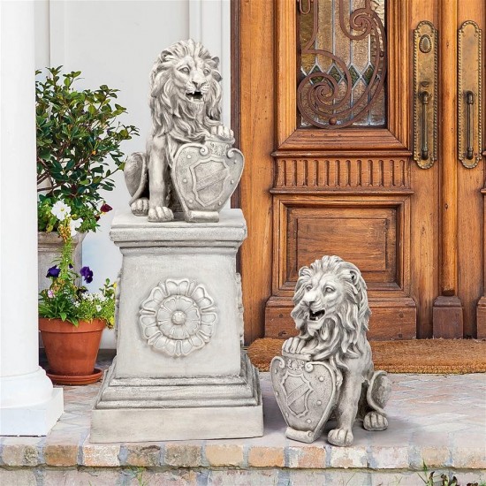 Design Toscano S/2 Classic Lions With Shields Sentry Statues