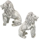 Design Toscano S/2 Classic Lions With Shields Sentry Statues