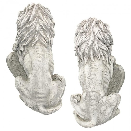 Design Toscano S/2 Classic Lions With Shields Sentry Statues