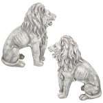 Design Toscano S/2 Classic Lions With Shields Sentry Statues