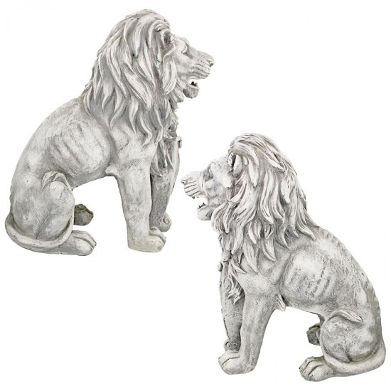 Design Toscano S/2 Classic Lions With Shields Sentry Statues