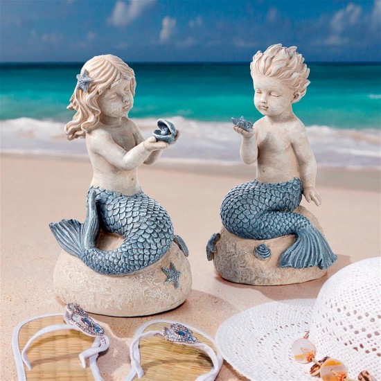 Design Toscano S/2 Mergirl And Merboy Statues