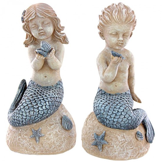 Design Toscano S/2 Mergirl And Merboy Statues