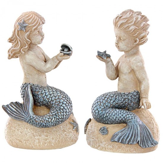 Design Toscano S/2 Mergirl And Merboy Statues