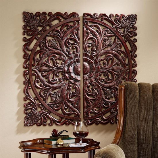 Design Toscano S/2 Carved Rosette Plaques Left & Right