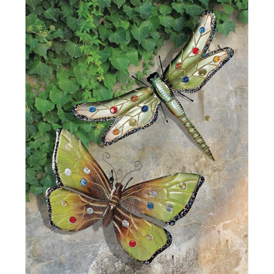 Design Toscano S/ Butterfly & Dragonfly Plaques