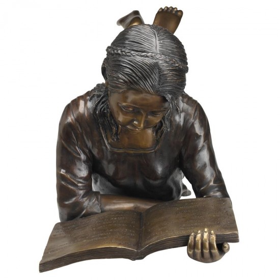 Design Toscano Young Scholar Reading Girl Bronze Statue