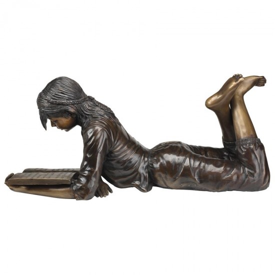 Design Toscano Young Scholar Reading Girl Bronze Statue