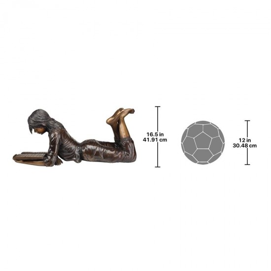 Design Toscano Young Scholar Reading Girl Bronze Statue