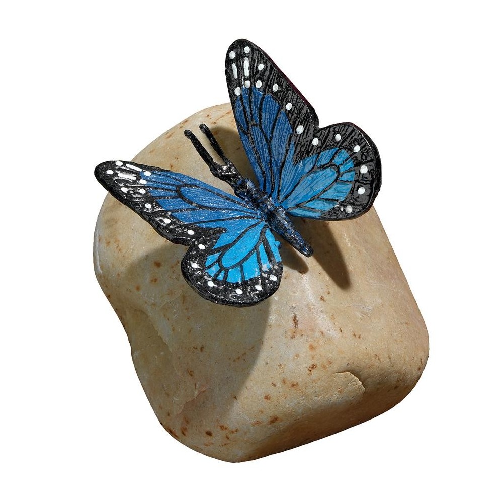 Design Toscano Papilio Ulysses Butterfly On Rock Statue