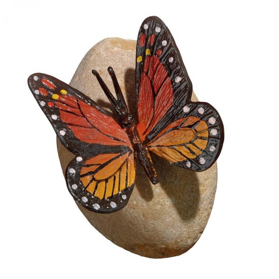 Design Toscano Viceroy Monarch Butterfly On Rock Statue