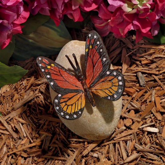 Design Toscano Viceroy Monarch Butterfly On Rock Statue