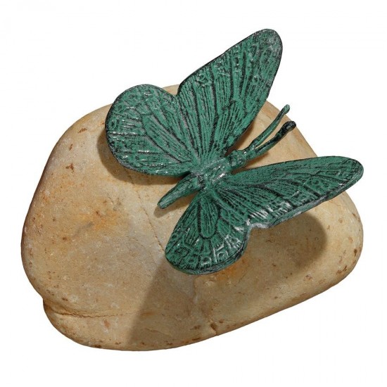 Design Toscano Emerald Verde Butterfly On Rock Statue