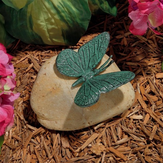 Design Toscano Emerald Verde Butterfly On Rock Statue