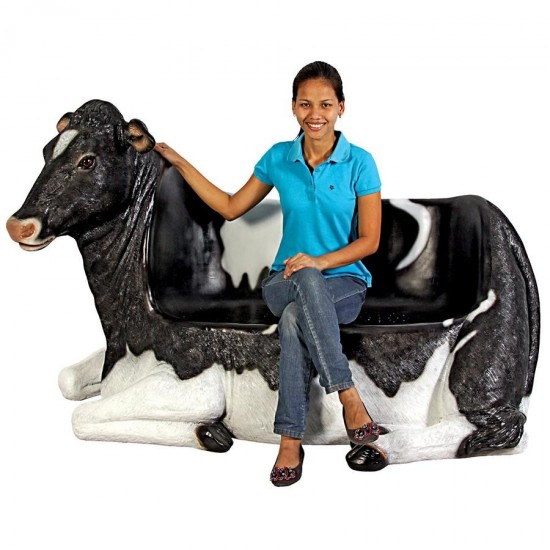 Design Toscano Cowch Holstein Cow Bench